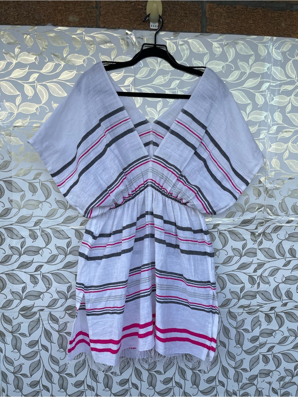Lemlem Striped Cotton Blend Kaftan Dress L Resortwear Resort Quiet Luxury